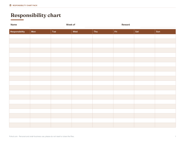 Preview of Printable Responsibility Chart