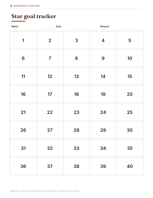 Preview of Printable Star Goal Tracker